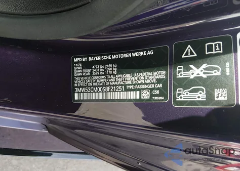 2025 BMW M240 I xDrive from USA, damaged, VIN 3MW53CM00S8F21251